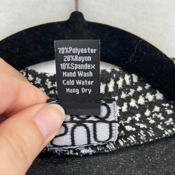 Clara Sun Woo Long Open Front Cardigan Sz Medium Black Print Pockets - Picture 4 of 8